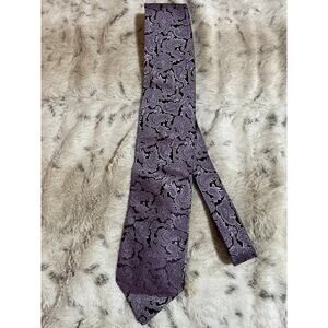 Bolgheri Purple and black paisley print silk tie